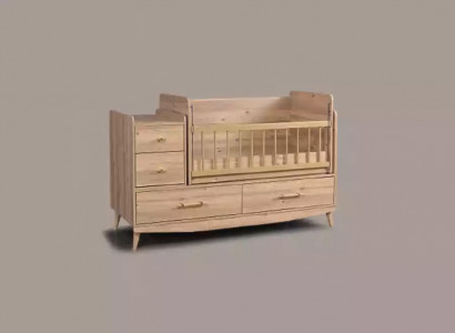 Baby crib infant bed toddler wooden bed brown with shelves